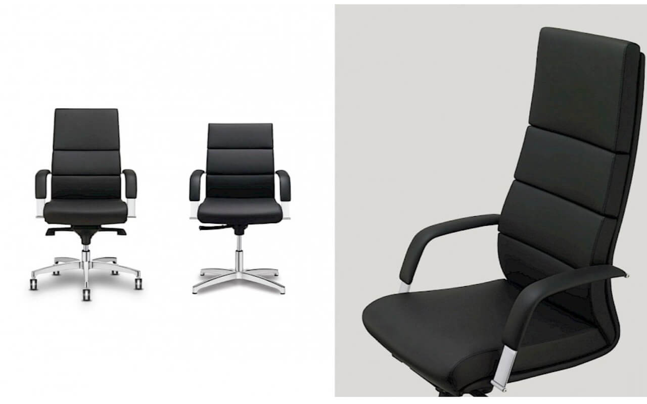 ergonomske uredkse stolice BODY s razlicitim visinama naslona u crnoj kozi