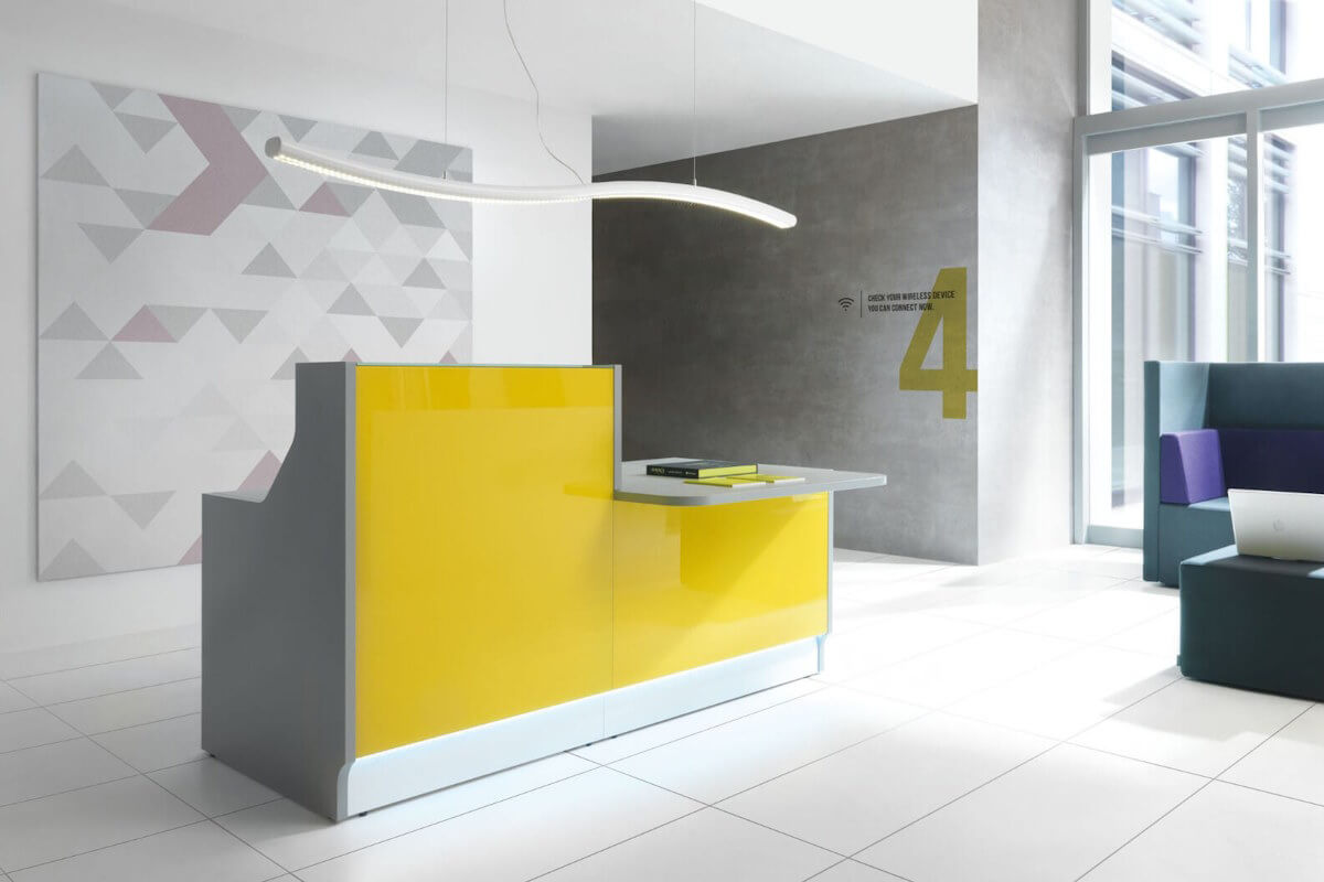 zuti recepcijski pult linea