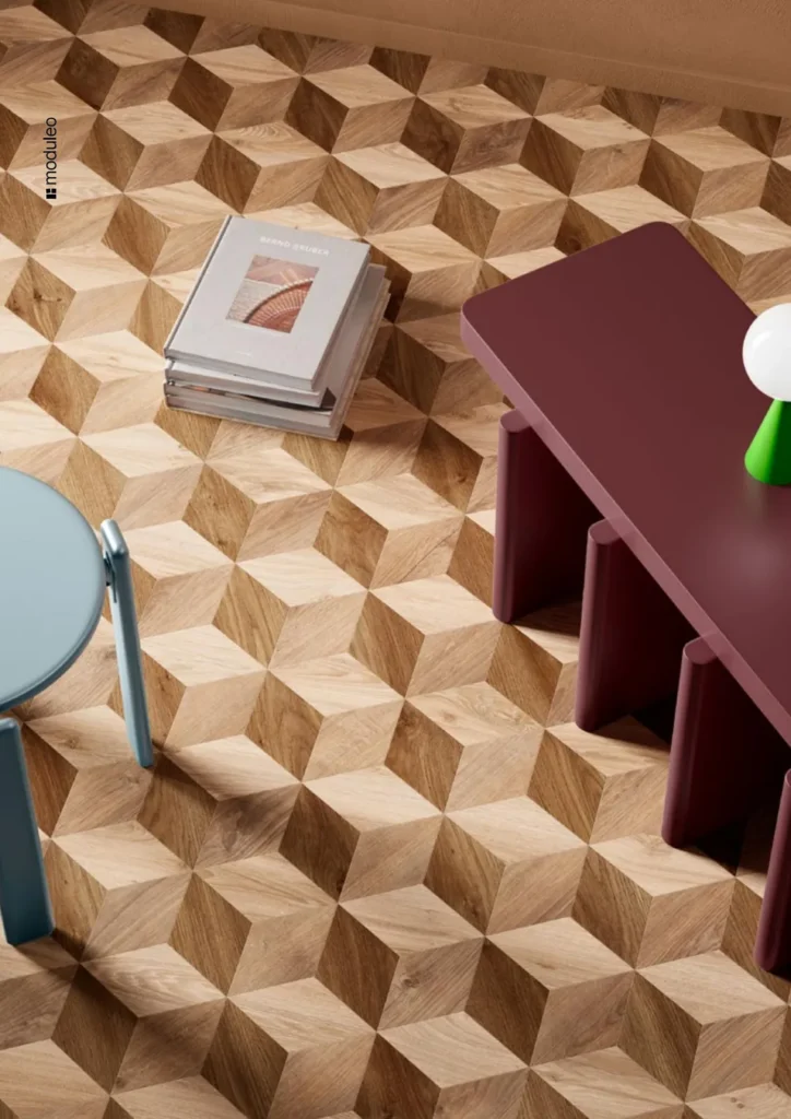 LVT pod s geometrijskim uzorkom drva